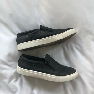 Report Black Faux Snakeskin Slides